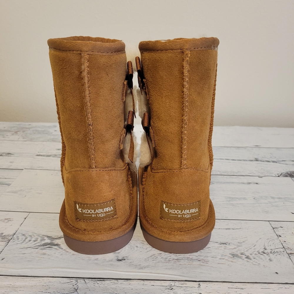 NWT KOOLABURRA BY UGG BOOTS K VICTORIA SHORT TAN COLOR BOW ACCENTS WARM - Picture 8 of 11